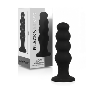 Black&Silver premium silicone anal plug with box, ideal for beginners and experts in anal play; easy to clean and soft to touch.