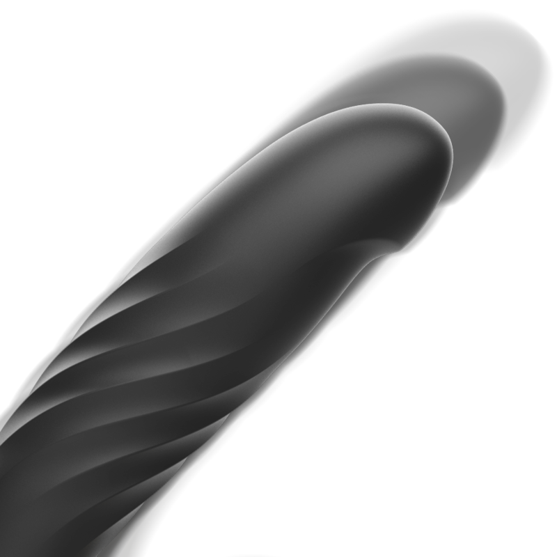 Close-up of IBIZA Up&Down Vibrator in black with textured design, highlighting ergonomic shape for optimal clitoris and G-spot stimulation.