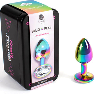 SECRETPLAY — METAL BUTT PLUG RAINBOW, MAZS IZMĒRS 7 CM