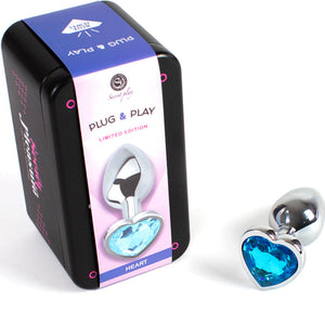SECRETPLAY — METAL BUTT PLUG BLUE SIRDS, MAZS IZMĒRS, 7 CM
