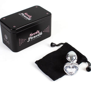 SECRETPLAY - METAL BUTT PLUG CLEAR CRYSTAL HEART SMALL SIZE 7 CM SECRETPLAY TOYS