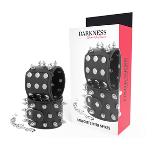 DARKNESS - SKULLS AND BONES BLACK SPIKED HANDCUFFS DARKNESS BONDAGE