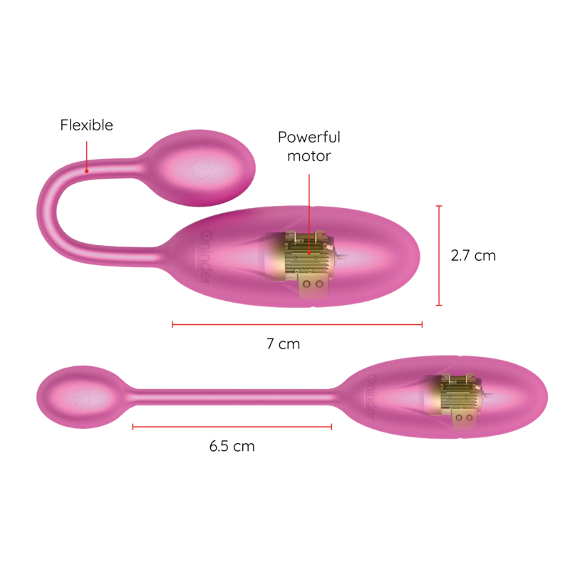 ONINDER Denver Vibrating Egg in pink, featuring flexible design, powerful motor, 7x2.7 cm dimensions, app compatible for couples.
