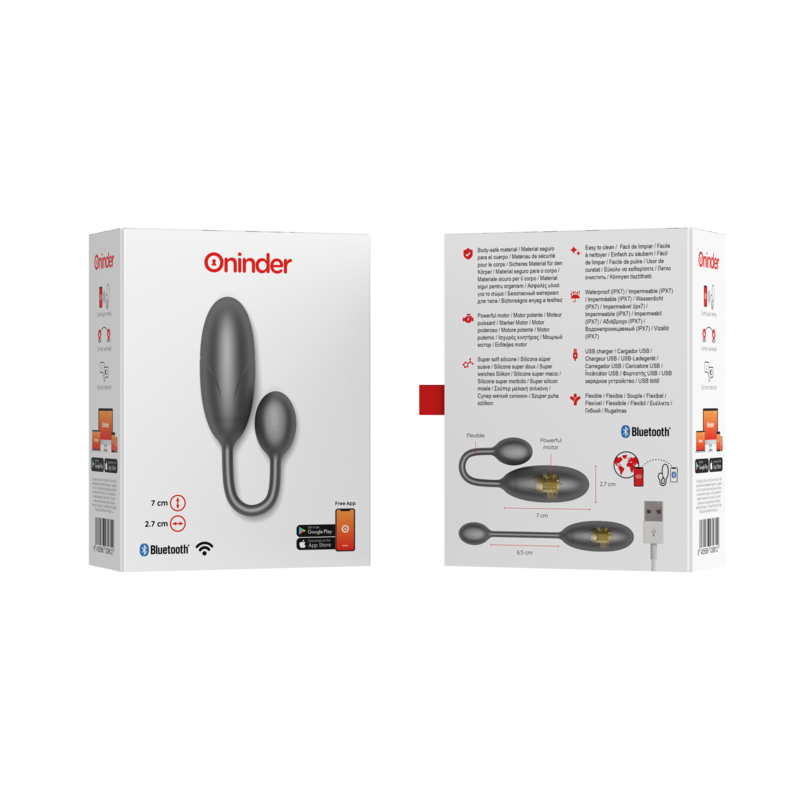 ONINDER Denver Pink Vibrating Egg with App Control - Packaging Front and Back View