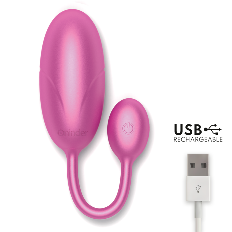 ONINDER Tokyo Vibrating Egg in pink, 7.5 x 3.2 cm, with USB recharging, APP control for customizable pleasure modes.