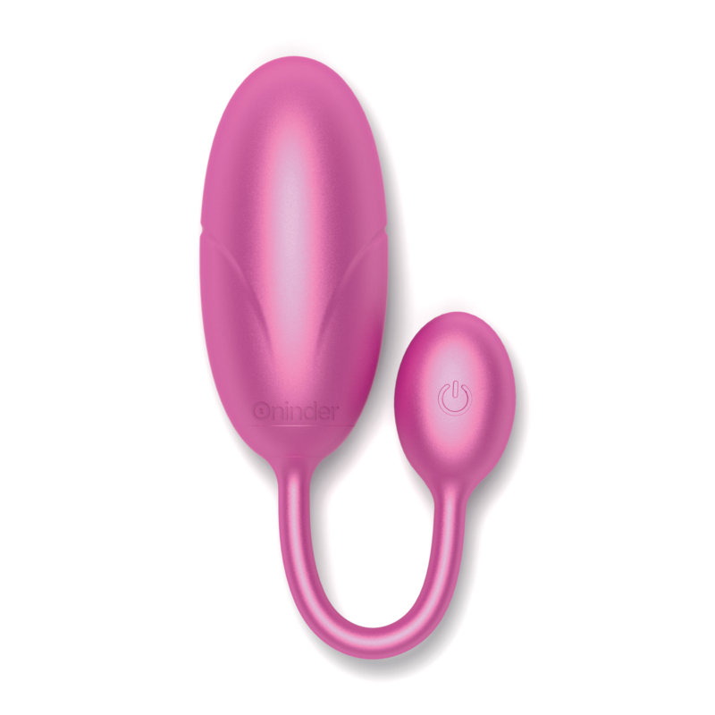 Pink ONINDER Tokyo vibrating egg with app control for couples, 7.5 x 3.2 cm, designed to enhance intimacy and explore sexuality.
