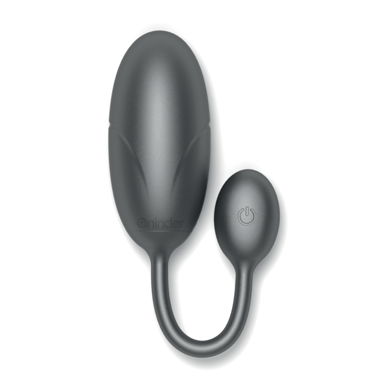 ONINDER Tokyo vibrating egg in black, 7.5 x 3.2 cm, app-controlled couples vibrator, multiple modes for enhanced pleasure.