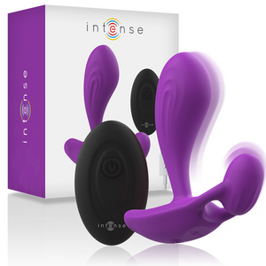 Purple Intense Shelly Plug Anal Remote Control with packaging, featuring powerful vibrating unisex design for enhanced stimulation.