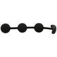 Black and silver silicone anal beads with three graduated spheres, 14 cm, body-friendly and ideal for beginners.