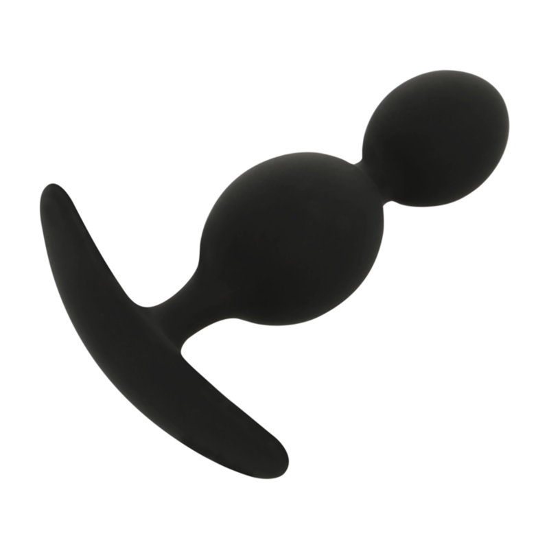 Black and Silver Orson Plug Silicone 2 Anal Waves, 9 cm, for progressive introduction in anal play, soft and easy to clean.