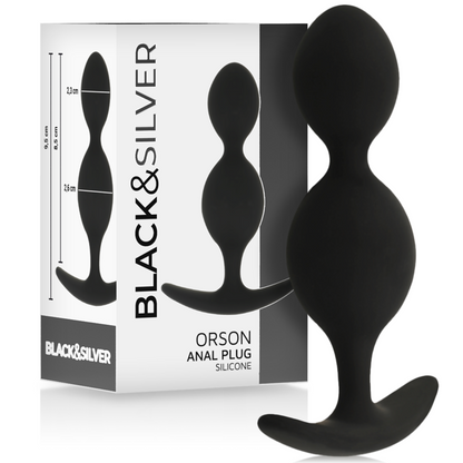 Black&Silver Orson Plug Silicone 2 Anal Waves 9 cm, ideal for anal play beginners and experts, soft and easy to clean design.