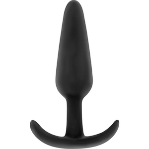 Black and Silver Hansel silicone anal plug with small handle, beginner-friendly, flexible yet rigid, ideal for anal play enthusiasts.