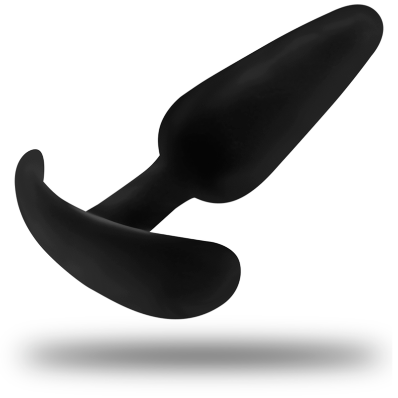 Black silicone anal plug with small handle for beginners and experts in anal play.