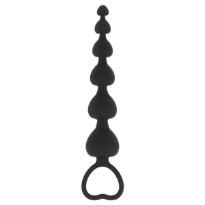 Black & Silver anal beads, 18 cm heart-shaped design for beginners and experienced users exploring pleasure, featuring a smooth finish.