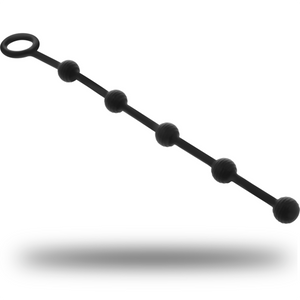 Black&Silver Korg Anal Rosary Silicone Beads 21 cm for beginners, smooth graduated design, body-friendly. Perfect for anal play.