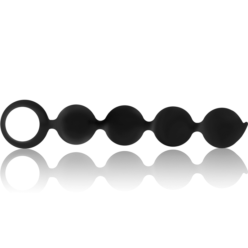 Black&Silver Lennon Anal Rosary with 4 silicone spheres for anal play, 15 cm long, perfect for beginners or advanced users.