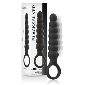 Black&Silver Bob Powerful Silicone Anal Dilator with ergonomic design and vibration for enhanced comfort and stimulation.