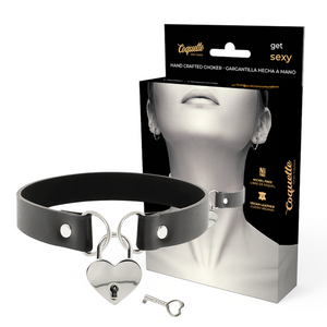 COQUETTE CHIC DESIRE - VEGAN LEATHER NECKLACE WITH HEART ACCESSORY WITH KEY COQUETTE ACCESSORIES