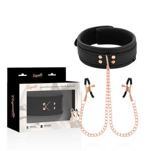 COQUETTE CHIC DESIRE - ФАНТАЗИЙНОЕ ОЖЕРЕЛЬЕ С ЗАЖИМАМИ ДЛЯ СОСКОВ И ПОДКЛАДКОЙ ИЗ НЕОПРЕНА