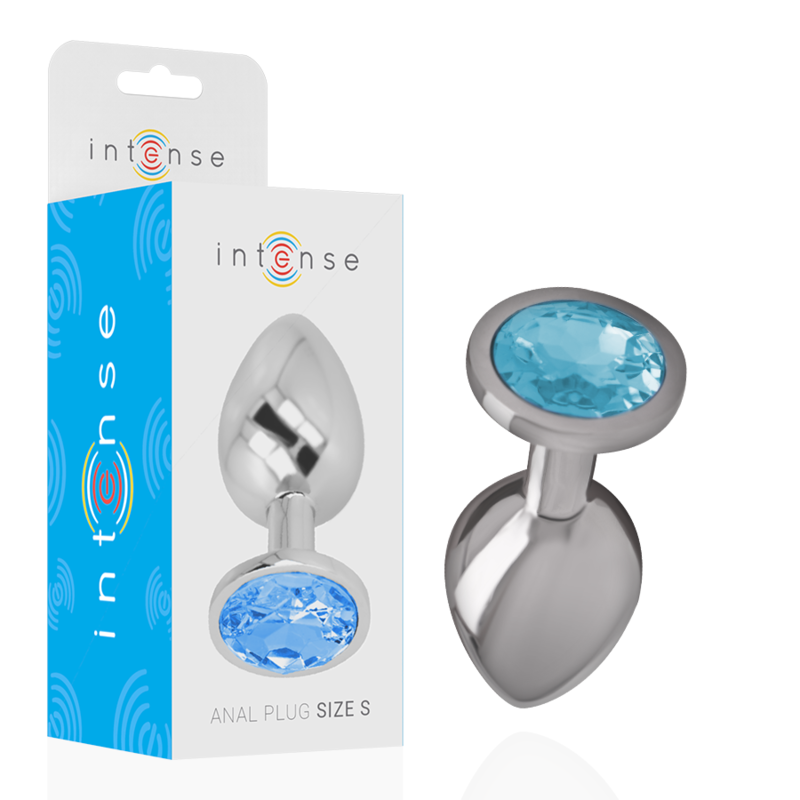 INTENSE - ALUMINUM METAL ANAL PLUG WITH BLUE CRYSTAL SIZE S INTENSE ANAL TOYS