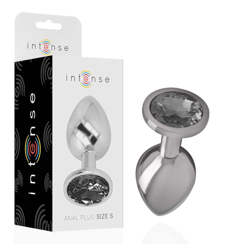 INTENSE - ALUMINUM METAL ANAL PLUG WITH BLACK CRYSTAL SIZE S INTENSE ANAL TOYS