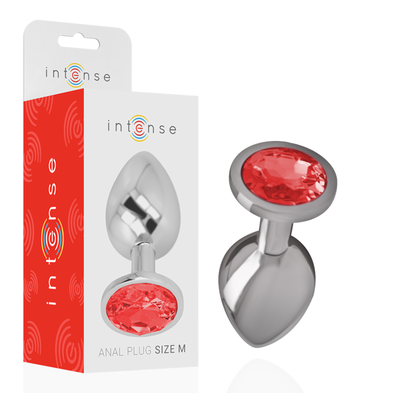INTENSE - METAL ANAL PLUG WITH RED CRYSTAL SIZE M INTENSE ANAL TOYS