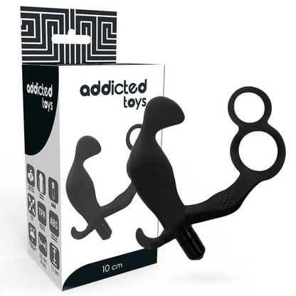 ADDICTED TOYS - АНАЛЬНАЯ ПРОБКА С ДВОЙНЫМ КОЛЬЦОМ ДЛЯ ПЕНИСА И ЯИЧКАМИ ЧЕРНАЯ