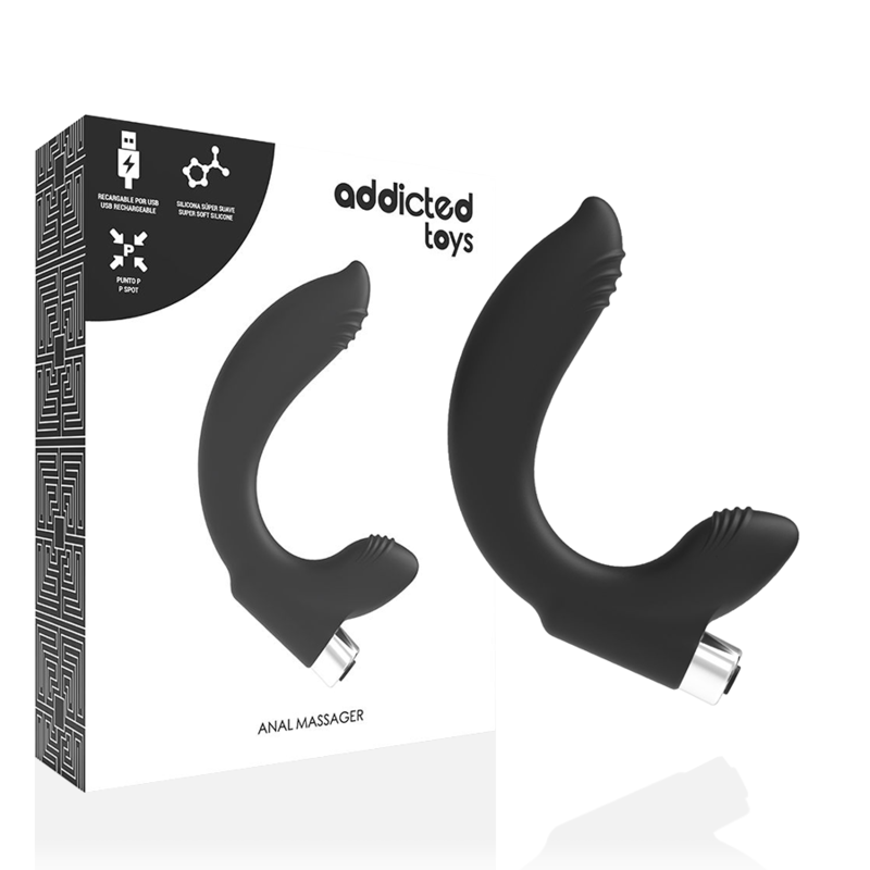 ADDICTED TOYS - ПРОСТАТИЧЕСКИЙ ВИБРАТОР ПЕРЕЗАРЯЖАЕМАЯ МОДЕЛЬ 7 - ЧЕРНЫЙ