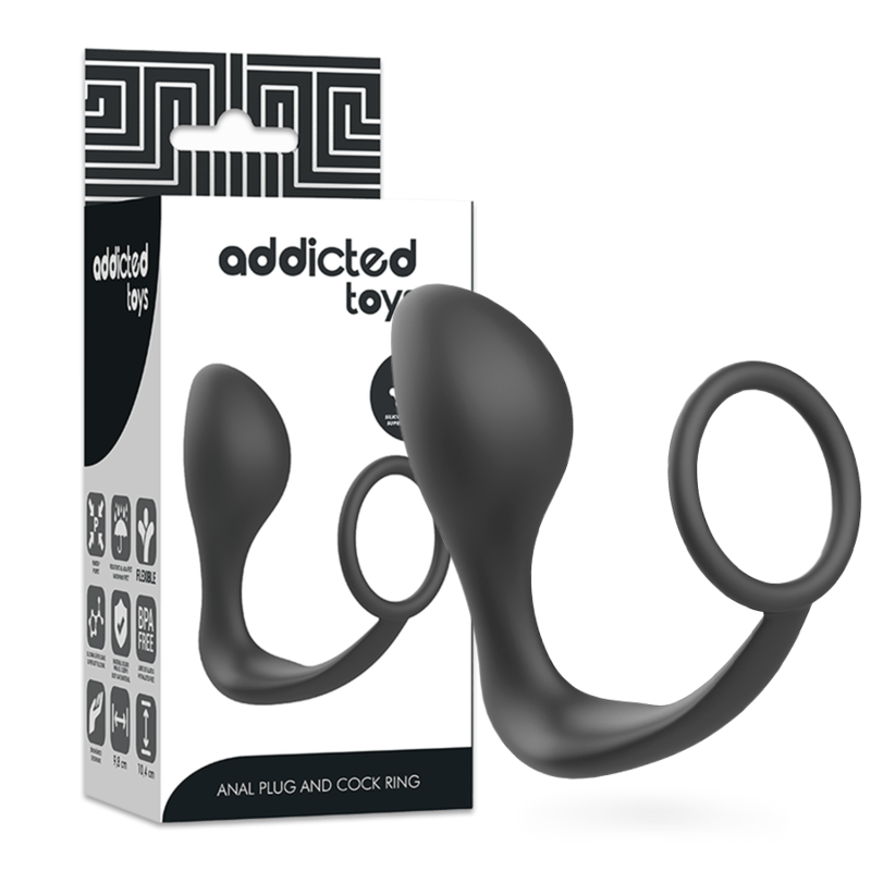 ADDICTED TOYS - АНАЛЬНАЯ ПРОБКА С ЧЕРНЫМ СИЛИКОНОВЫМ КОЛЬЦОМ
