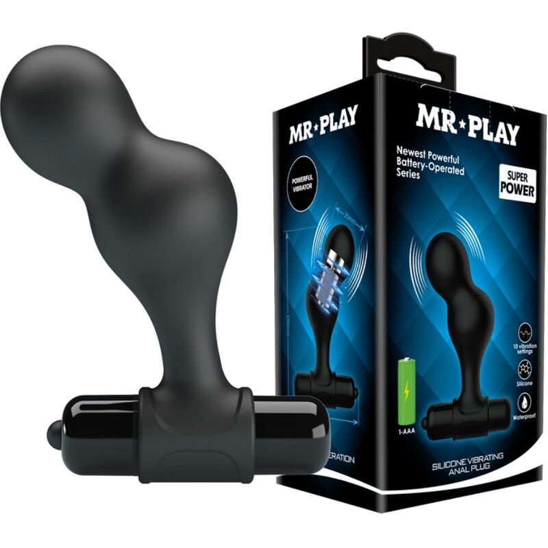 MR PLAY - ЧЕРНЫЙ СИЛИКОНОВЫЙ ВИБРАТОР АНАЛЬНАЯ ПРОБКА