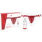 INTT Brazilian red panty with pearls and strawberry gel pack, featuring sensual lace lingerie and water-based lubricant.