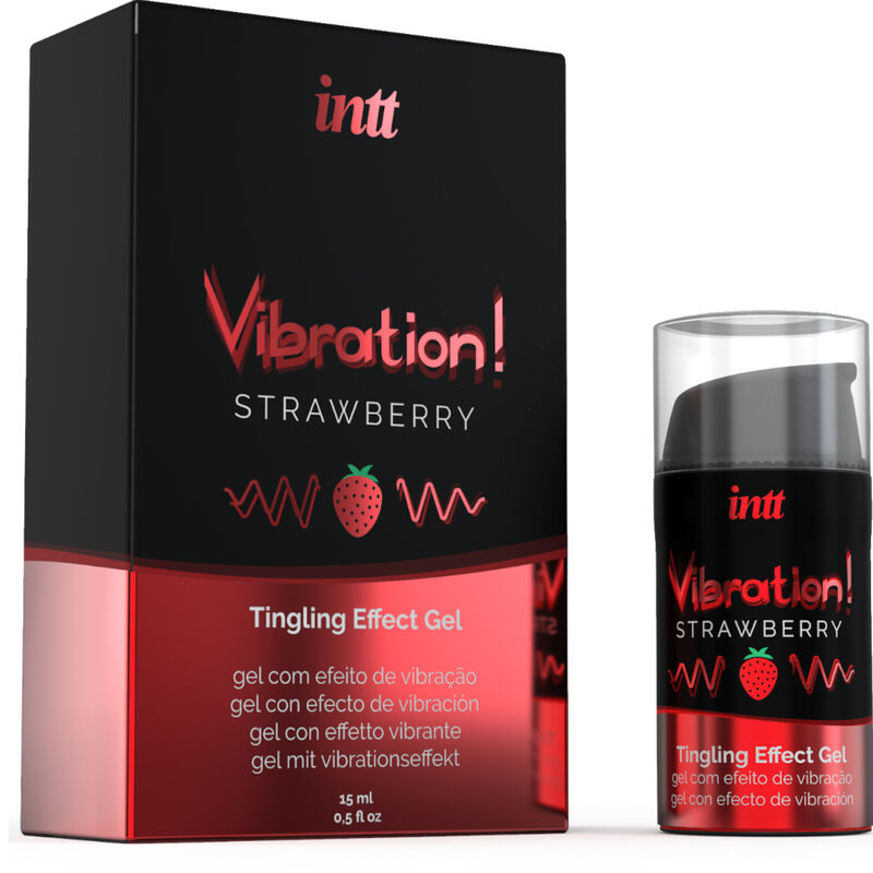 INTT Vibration Strawberry Scented Liquid Vibrating Gel 15 ml, Intimate Stimulant for Intense Sensations