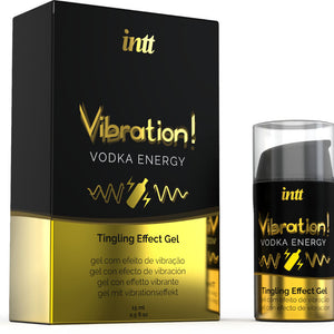 INTT Vibration Vodka Energy Gel 15ml packaging, intimate stimulant with tingling effect