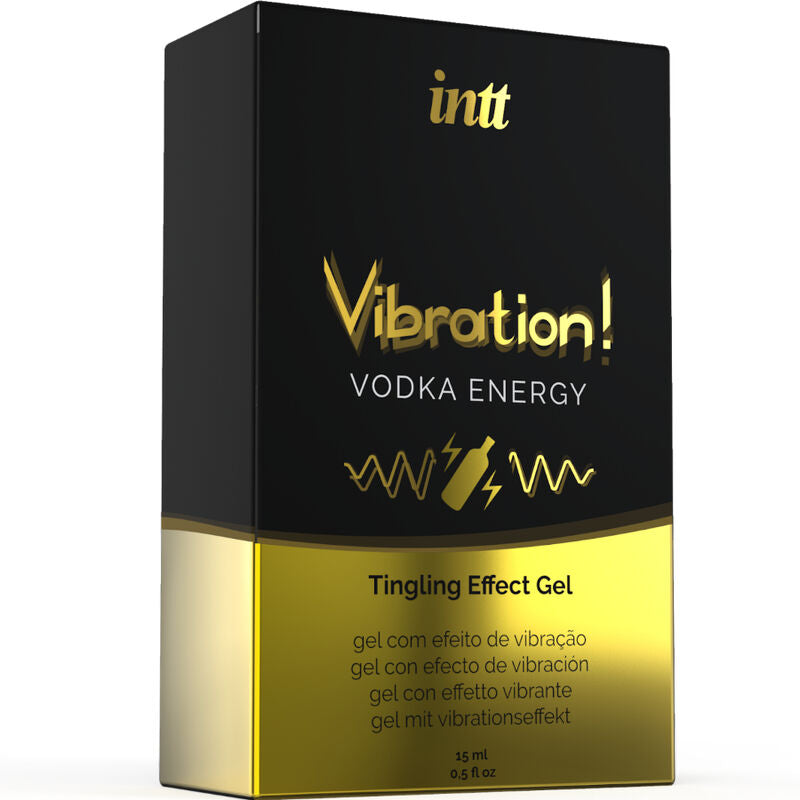 INTT Vibration Vodka Energy Gel 15ml packaging with tingling effect for intimate stimulation and vibrant sensations.