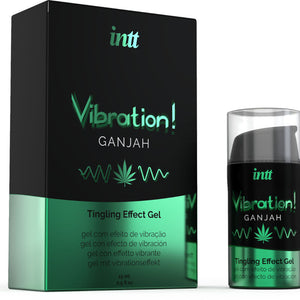 INTT Vibration Ganjah Gel 15ml packaging with cannabis leaf design for intense intimate stimulation