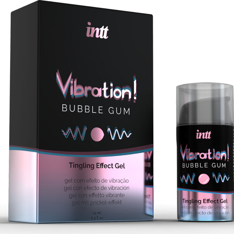 INTT Vibration Bubble Gum 15ml - Liquid Vibrator Gel with Intense Sensations and Bubble Gum Aroma