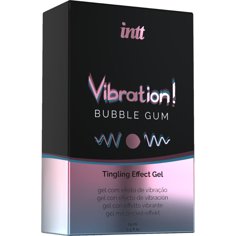 INTT Vibration Bubble Gum 15ml - Liquid vibrating gel for intimate stimulation with sweet bubble gum aroma.