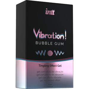 INTT Vibration Bubble Gum 15ml - Liquid vibrating gel for intimate stimulation with sweet bubble gum aroma.