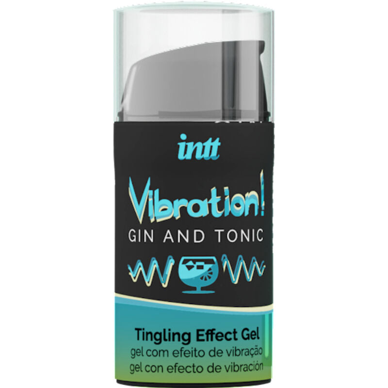 INTT Vibration Gin & Tonic intimate stimulant gel 15ml bottle with tingling effect design.