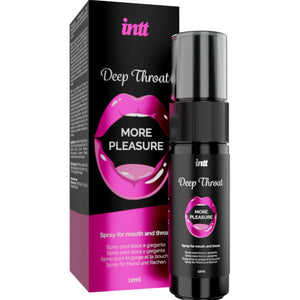 INTT Deep Throat oral spray with mint flavor for enhanced pleasure, featuring cooling and tingling effects.