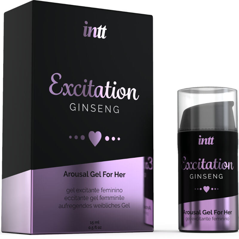INTT Excitation Ginseng Arousal Gel for Her, stimulating gel package with clitoral sensitivity enhancer and libido booster.