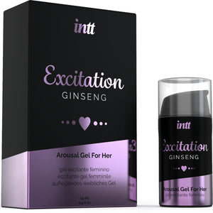 INTT Excitation Ginseng Arousal Gel for Her, stimulating gel package with clitoral sensitivity enhancer and libido booster.