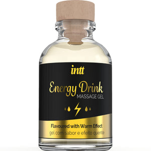 INTT Massage Gel Energy Drink bottle with warming effect for sensual massage and oral pleasure.