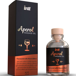INTT Aperol Massage Gel bottle and packaging, flavored and warm effect for massage and intimate moments.
