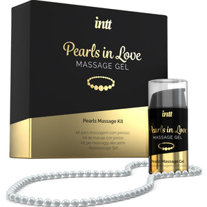 INTT Pearls in Love massage gel with pearl necklace, perfect for luxurious body massages and relaxation.
