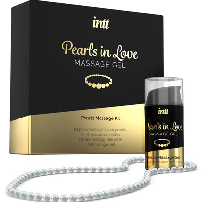 INTT Pearls in Love massage gel with pearl necklace, perfect for luxurious body massages and relaxation.