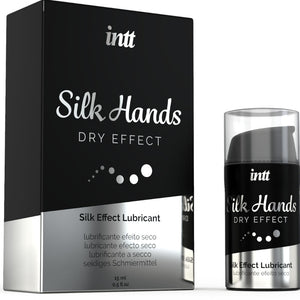INTT Silk Hands Dry Effect Silicone Lubricant 15ml packaging, concentrated formula for smooth and slippery sensations.