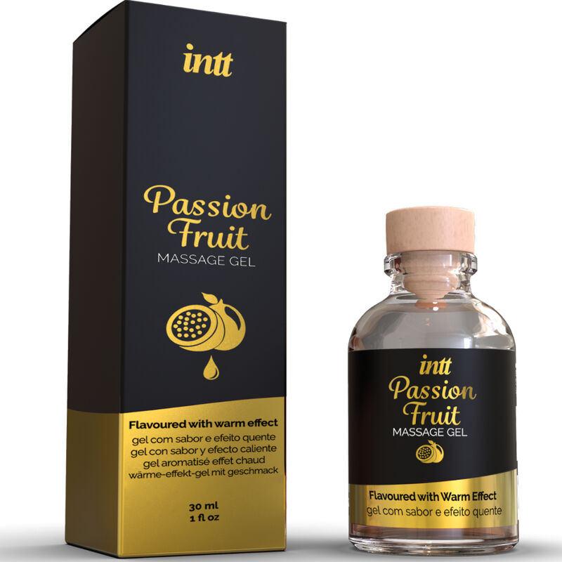 INTT Passion Fruit Massage Gel with Heat Effect - 30ml bottle and box
