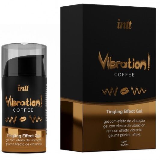 INTT Vibration Coffee Gel packaging featuring tingling effect, designed for massage and oral sex with coffee flavor.