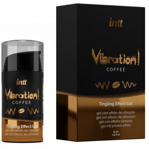 INTT Vibration Coffee Gel packaging featuring tingling effect, designed for massage and oral sex with coffee flavor.
